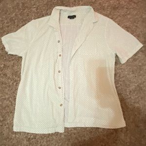 baby green and white checkered button down collared shirt